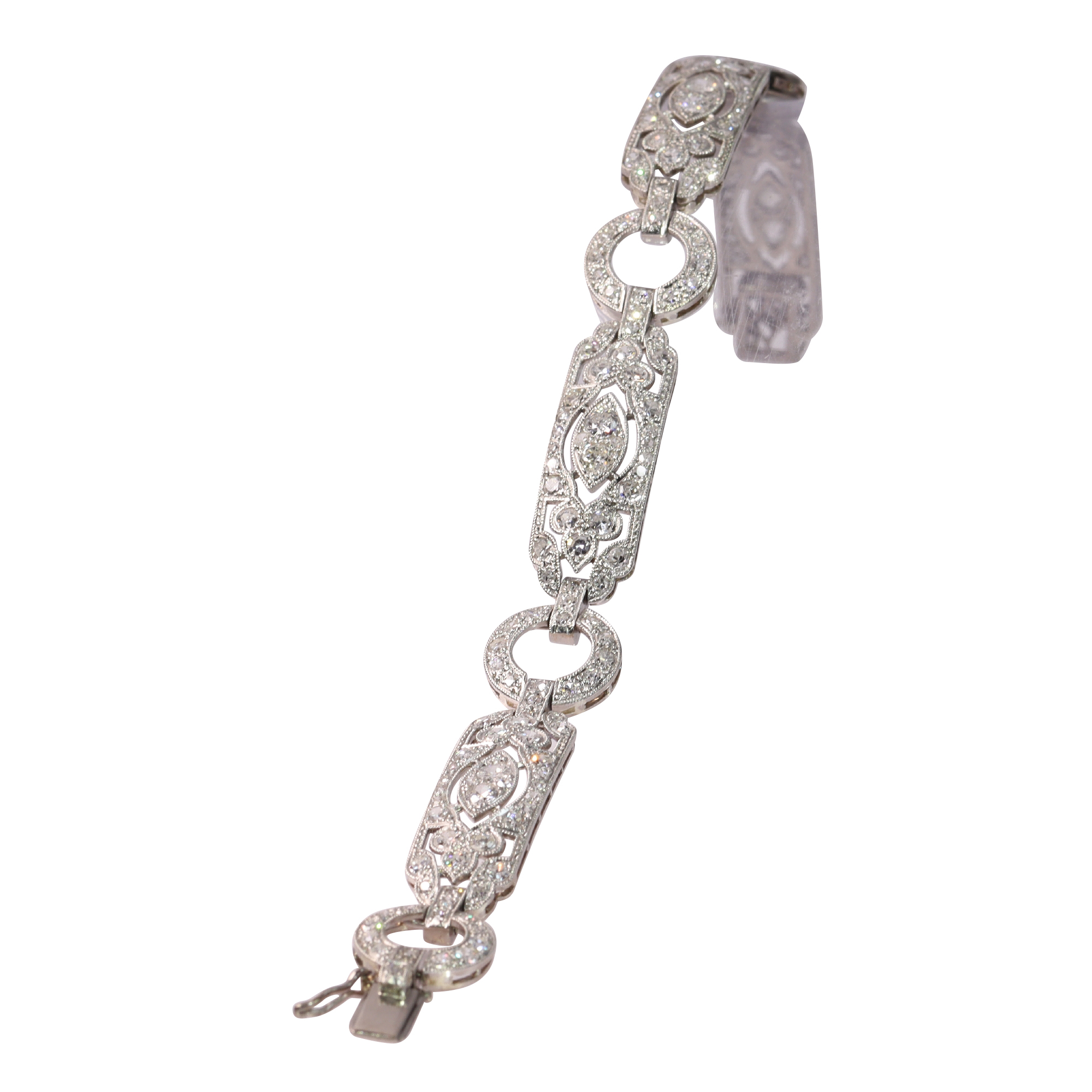Art Deco Diamond Bracelet, Circa 1920  Platinum Geometry with 6.00ct Sparkle